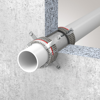 isitherm-rohrmanschette-zweiseitig-kunststoffrohr-mw-21 ISITHERM Rohrmanschetten BBR beidseitig auf Massivwand aufgesetzt