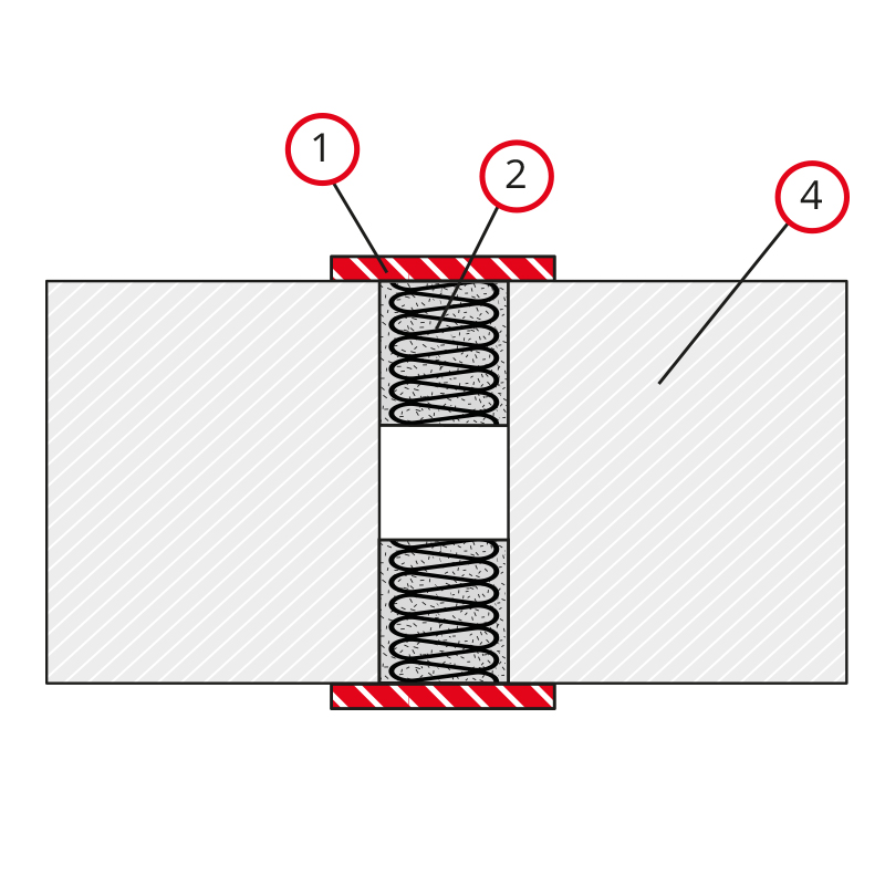 Detail 5 - Draufsicht Wandfuge geteilte Mineralfaserplatte - Brandschutzfugen