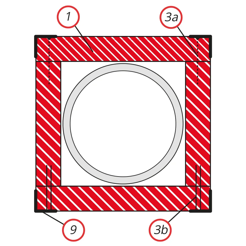Detail 5 - Vierseitige Plattenbekleidung Brandschutzplatte Stahlstützen