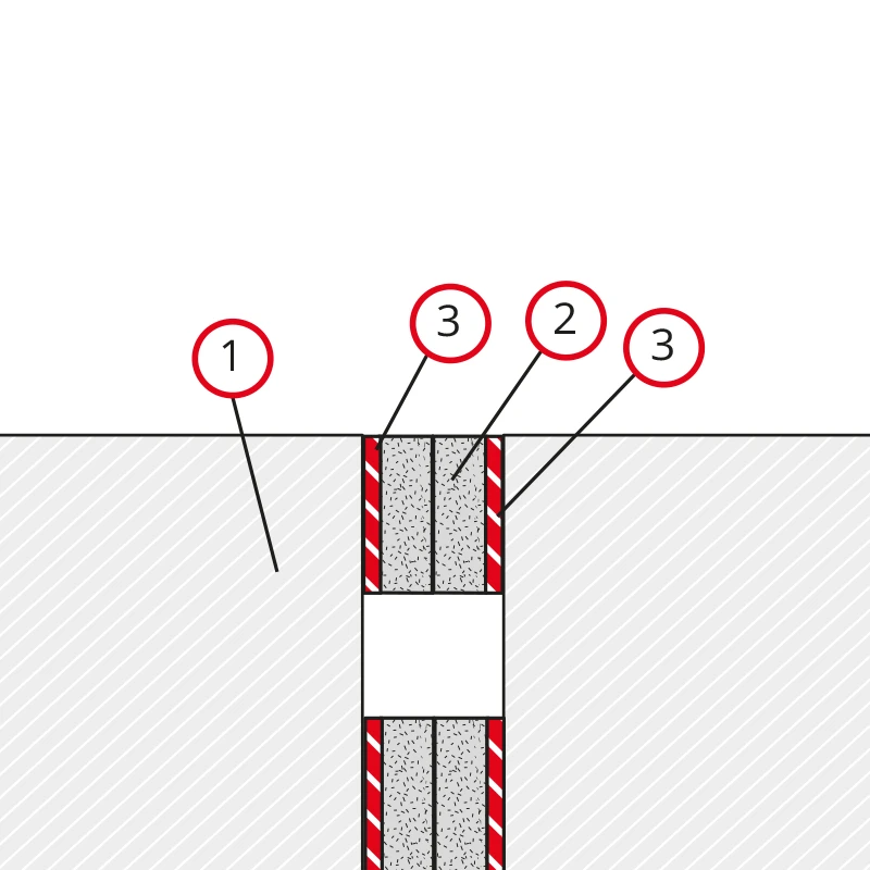 Detail 2 - Schnitt Deckenfuge - geteiltes Fugenelement 