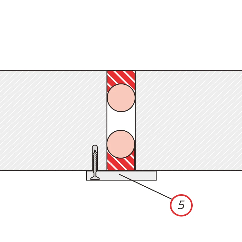 Detail 5: Schnitt Deckenfuge - optisch-/ mechanische Abdeckung - Brandschutzsilikon / Brandschutzfugen